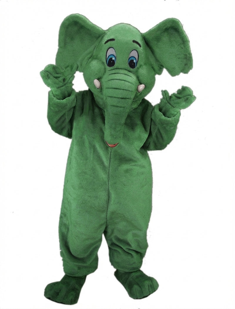 Cartoon Elephant Mascot - Short fur / Green mascot costume