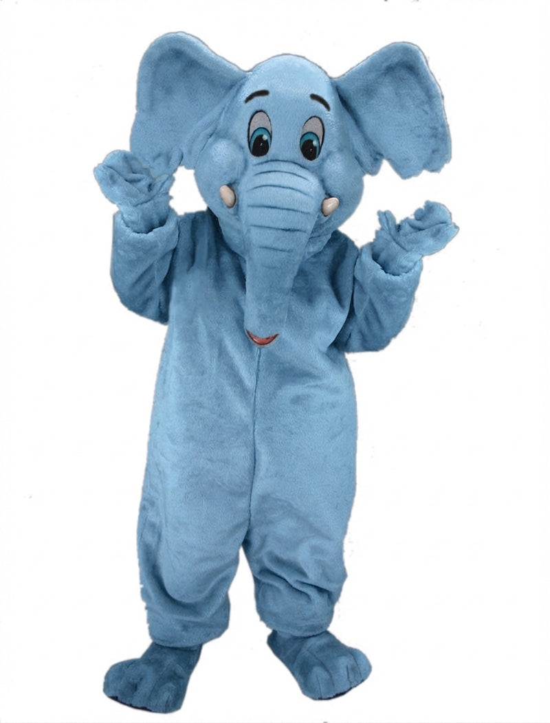 Cartoon Elephant Mascot - Short fur / Light blue mascot costume