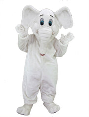 Cartoon Elephant Mascot - Short fur / White mascot costume