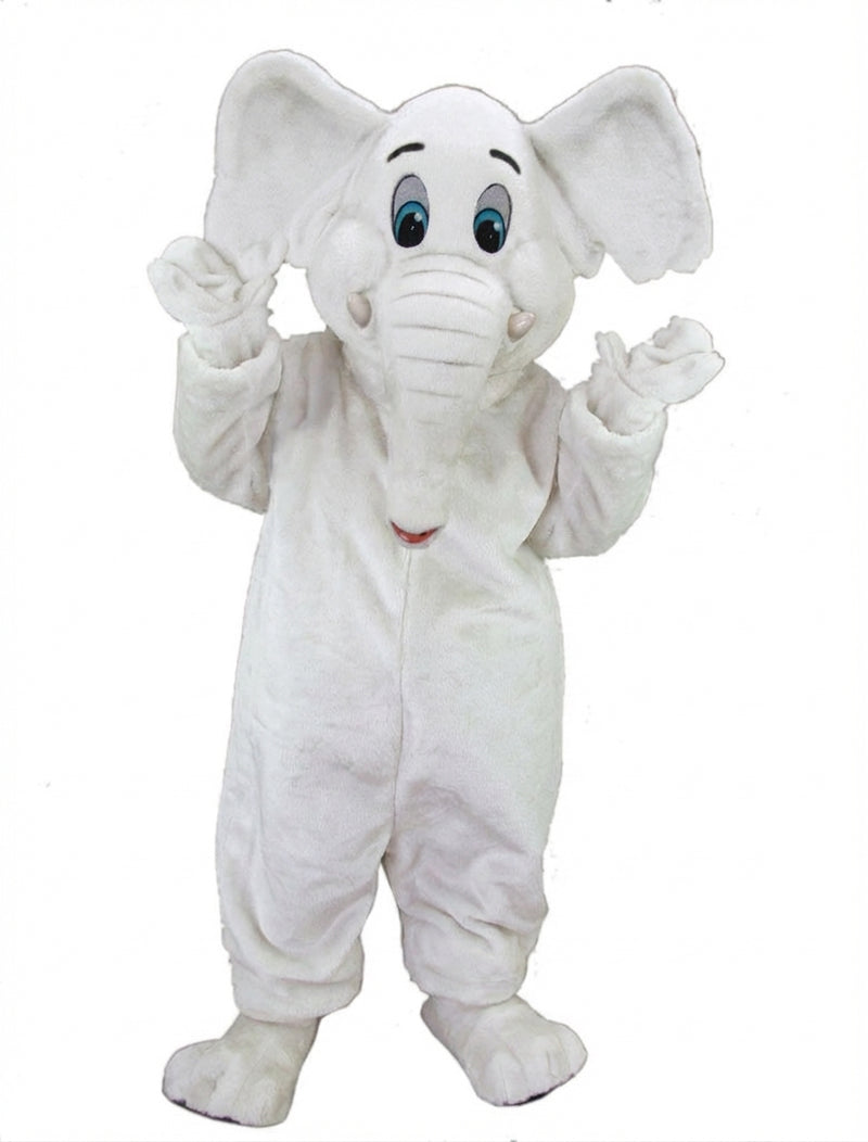 Cartoon Elephant Mascot - Short fur / White mascot costume