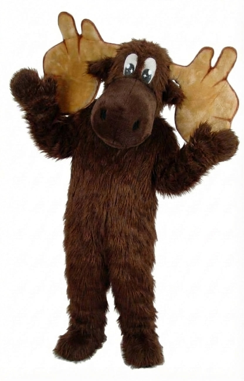 Cartoon Moose Mascot - Long fur / Dark Brown mascot costume