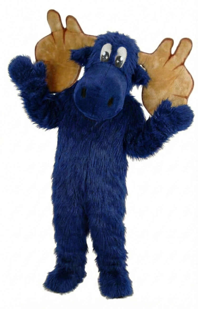 Cartoon Moose Mascot - Long fur / Royal Blue mascot costume