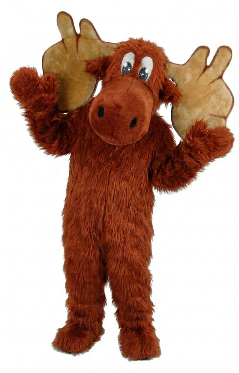 Cartoon Moose Mascot - Long fur / Rust mascot costume