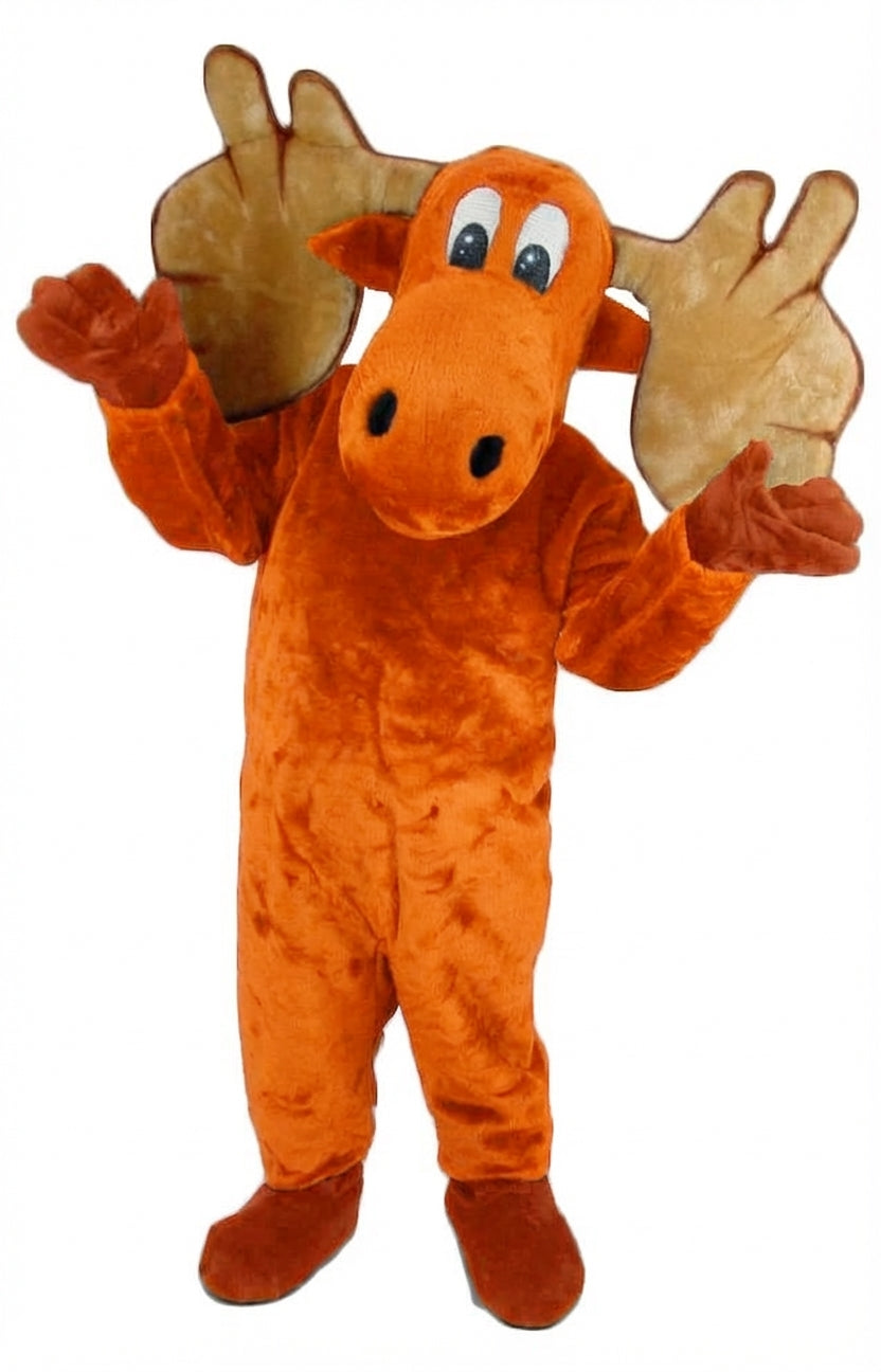 Cartoon Moose Mascot - Short fur / Bright Orange mascot costume