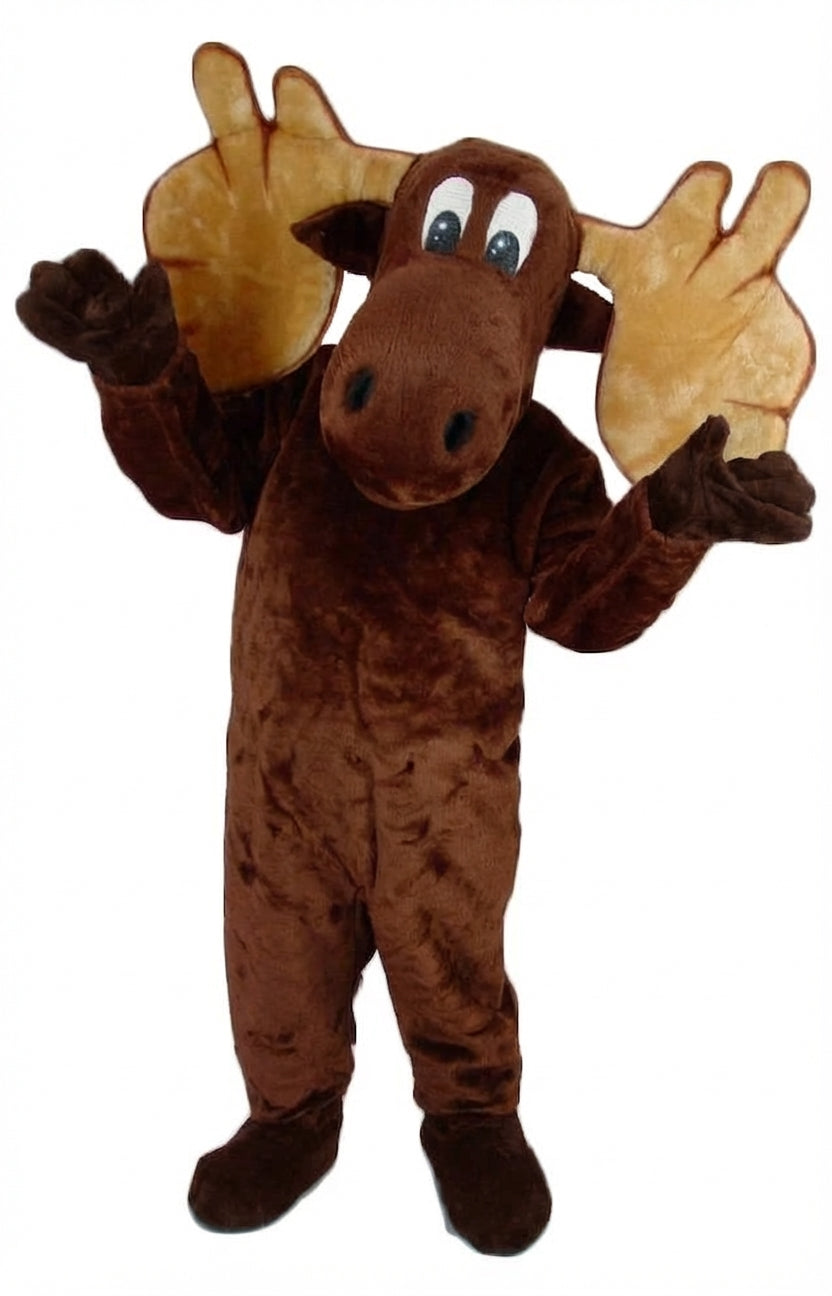 Cartoon Moose Mascot - Short fur / Chocolate Brown mascot costume