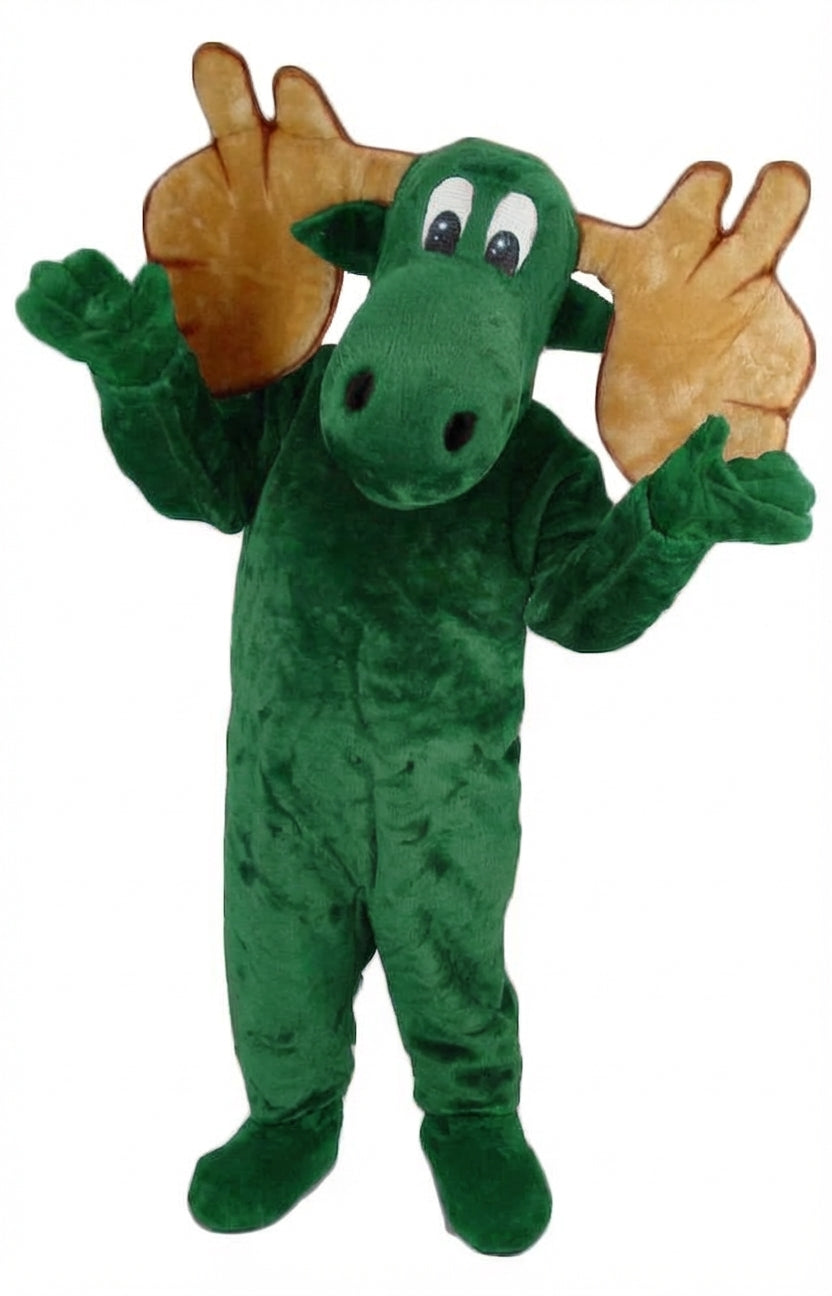 Cartoon Moose Mascot - Short fur / Green mascot costume