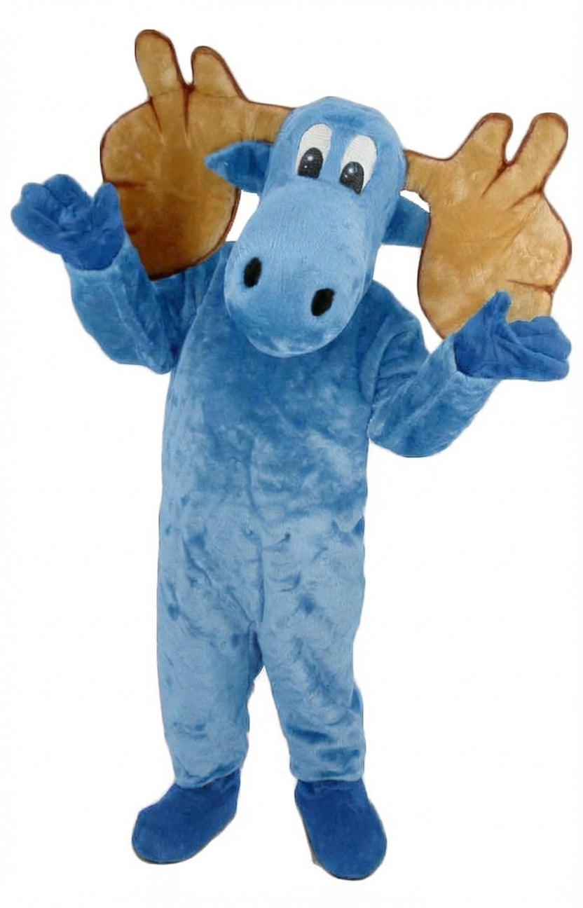 Cartoon Moose Mascot - Short fur / Light blue mascot costume