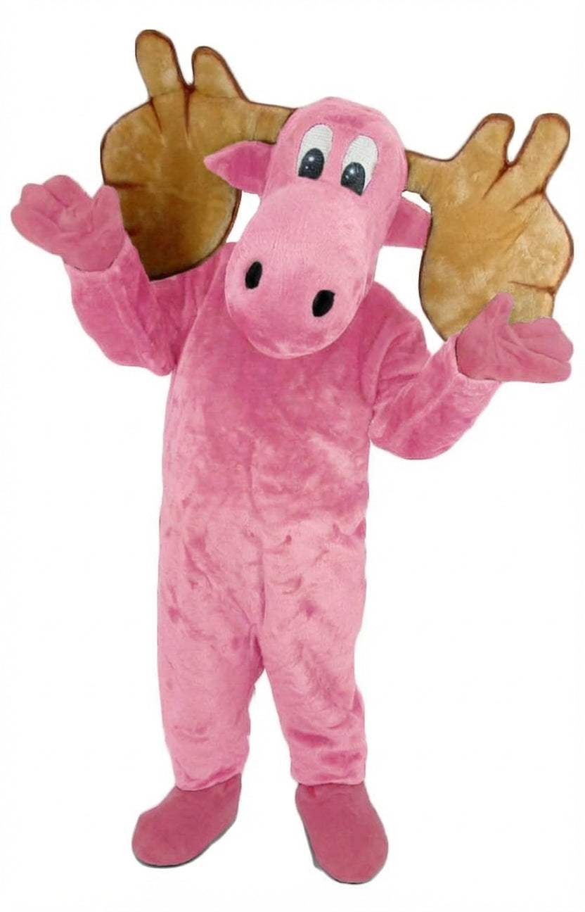 Cartoon Moose Mascot - Short fur / Pink mascot costume