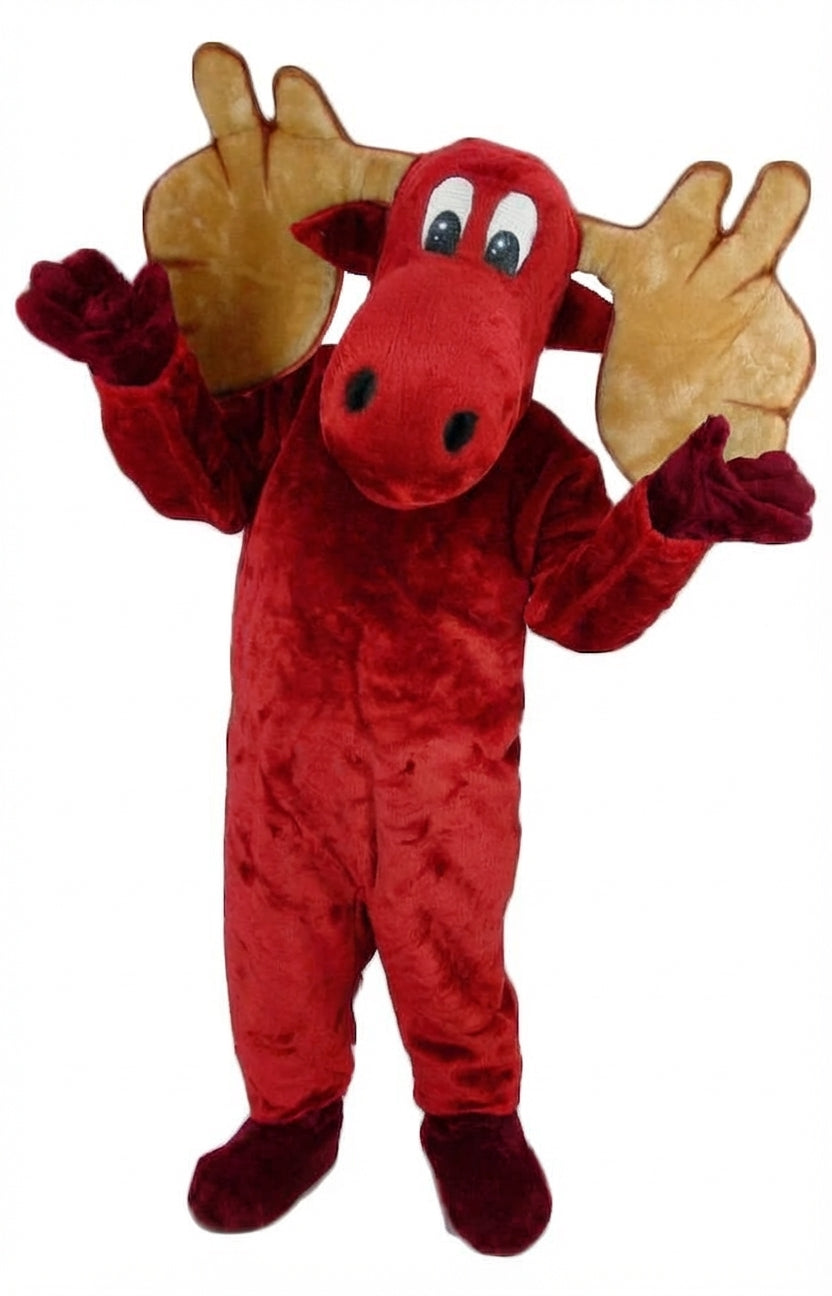 Cartoon Moose Mascot - Short fur / Red mascot costume