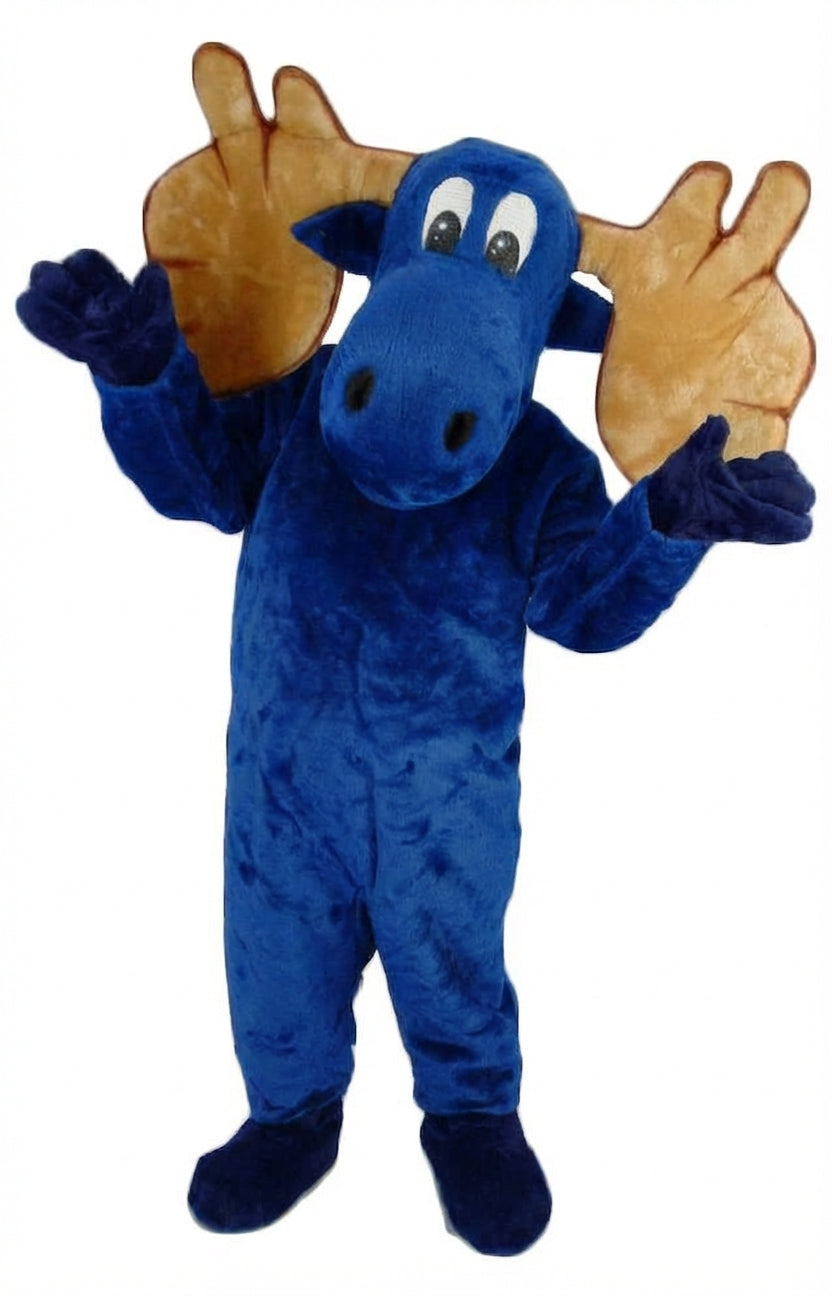 Cartoon Moose Mascot - Short fur / Royal blue mascot costume