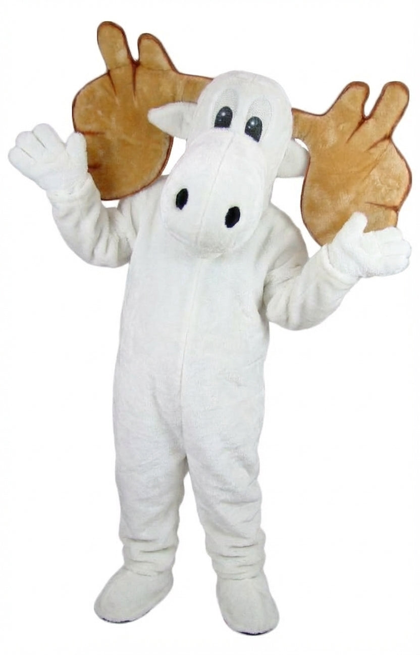 Cartoon Moose Mascot - Short fur / White mascot costume