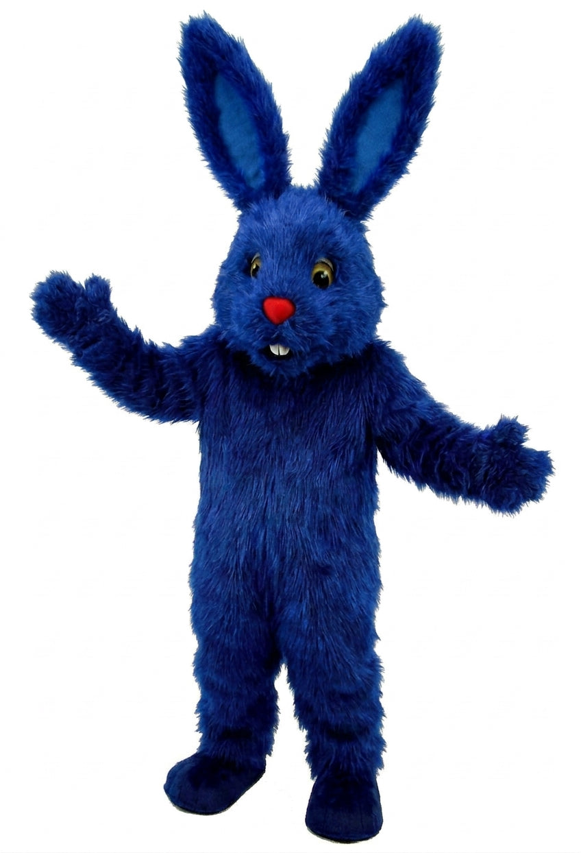 Chocolate Bunny Mascot (Thermolite) - Long fur / Royal Blue mascot costume