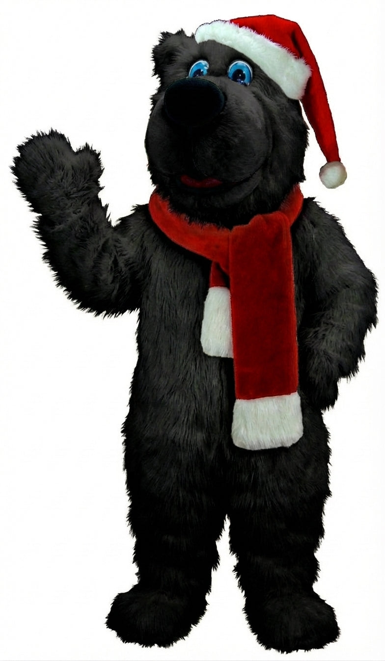 Christmas Bear Mascot (Thermolite) - Long fur / Black mascot costume
