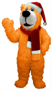 Christmas Bear Mascot (Thermolite) - Long fur / Bright Orange mascot costume