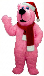 Christmas Bear Mascot (Thermolite) - Long fur / Bright Pink mascot costume