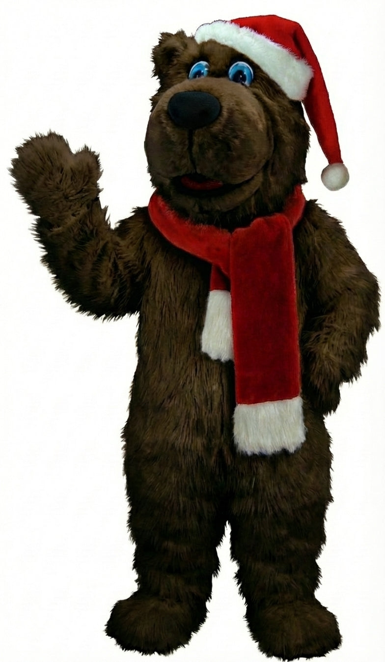 Christmas Bear Mascot (Thermolite) - Long fur / Dark Brown mascot costume