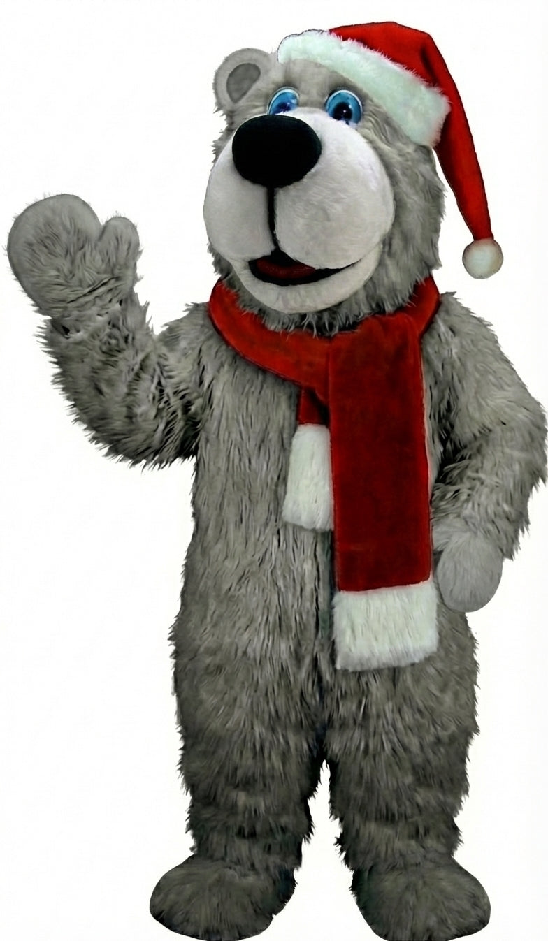 Christmas Bear Mascot (Thermolite) - Long fur / Grey mascot costume
