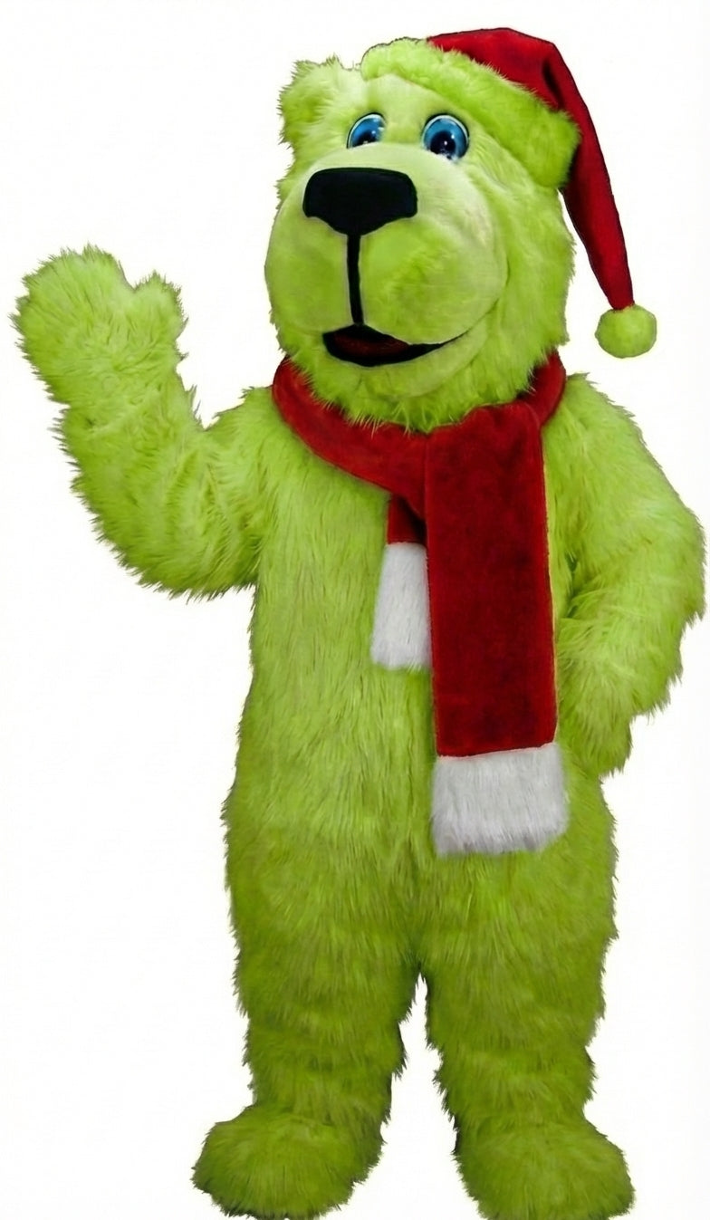 Christmas Bear Mascot (Thermolite) - Long fur / Lime mascot costume