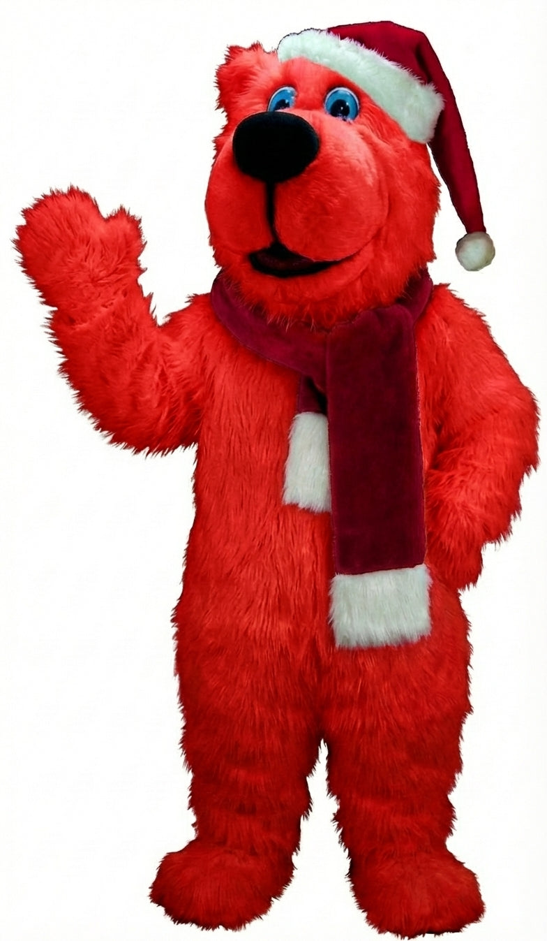 Christmas Bear Mascot (Thermolite) - Long fur / Red mascot costume