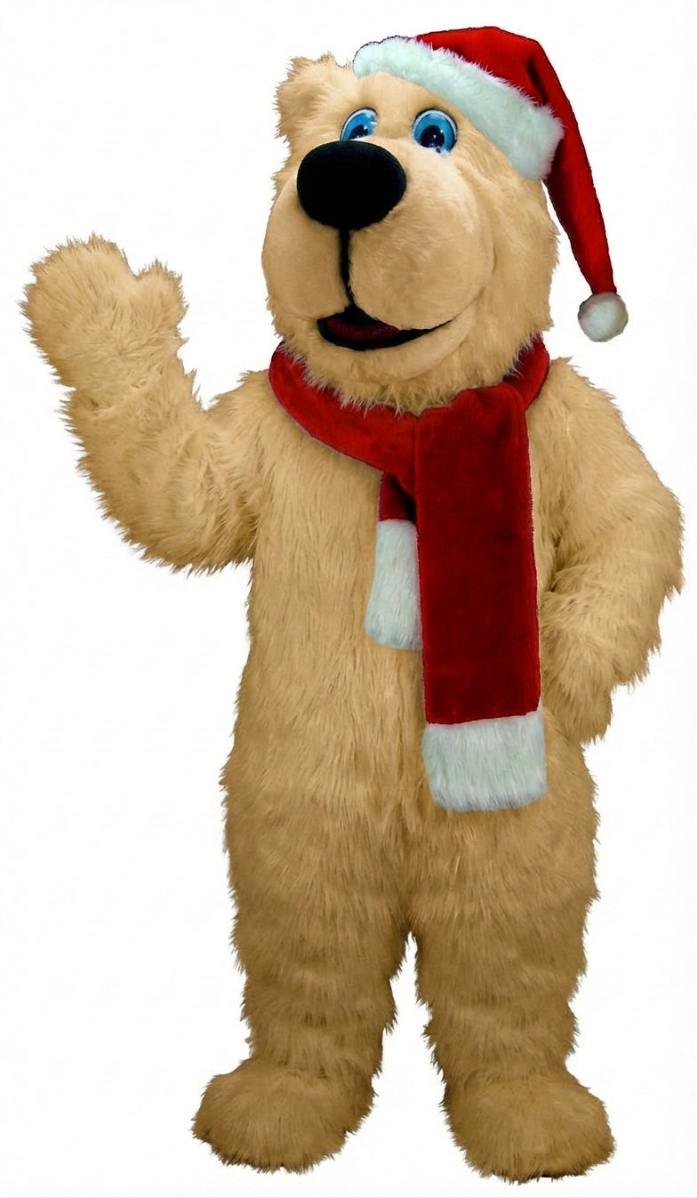 Christmas Bear Mascot (Thermolite) - Long fur / Tan mascot costume