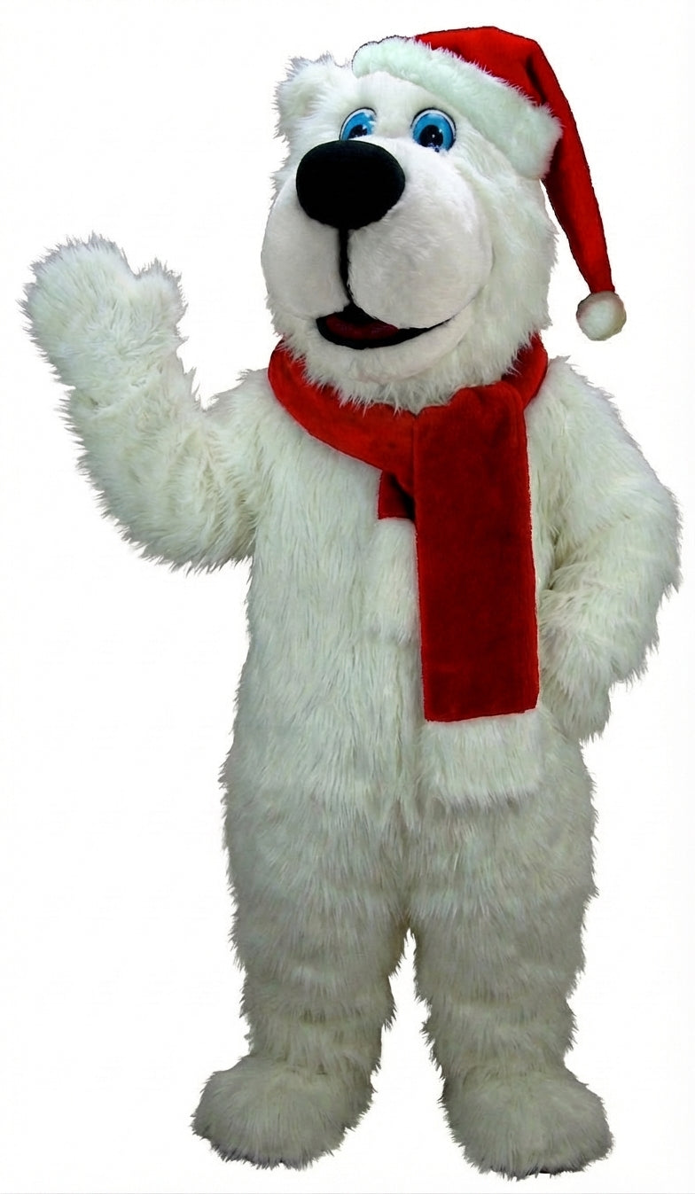 Christmas Bear Mascot (Thermolite) - Long fur / White mascot costume