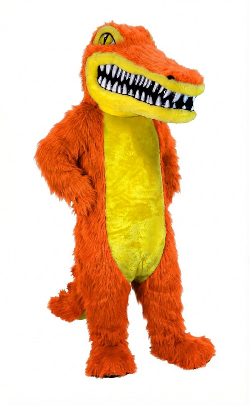 Crocodile Mascot (Thermolite) - Long fur / Bright Orange mascot costume