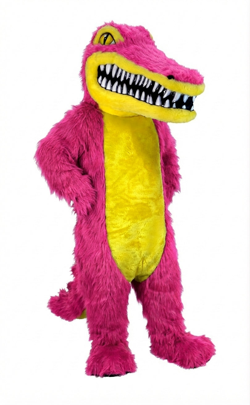 Crocodile Mascot (Thermolite) - Long fur / Bright Pink mascot costume