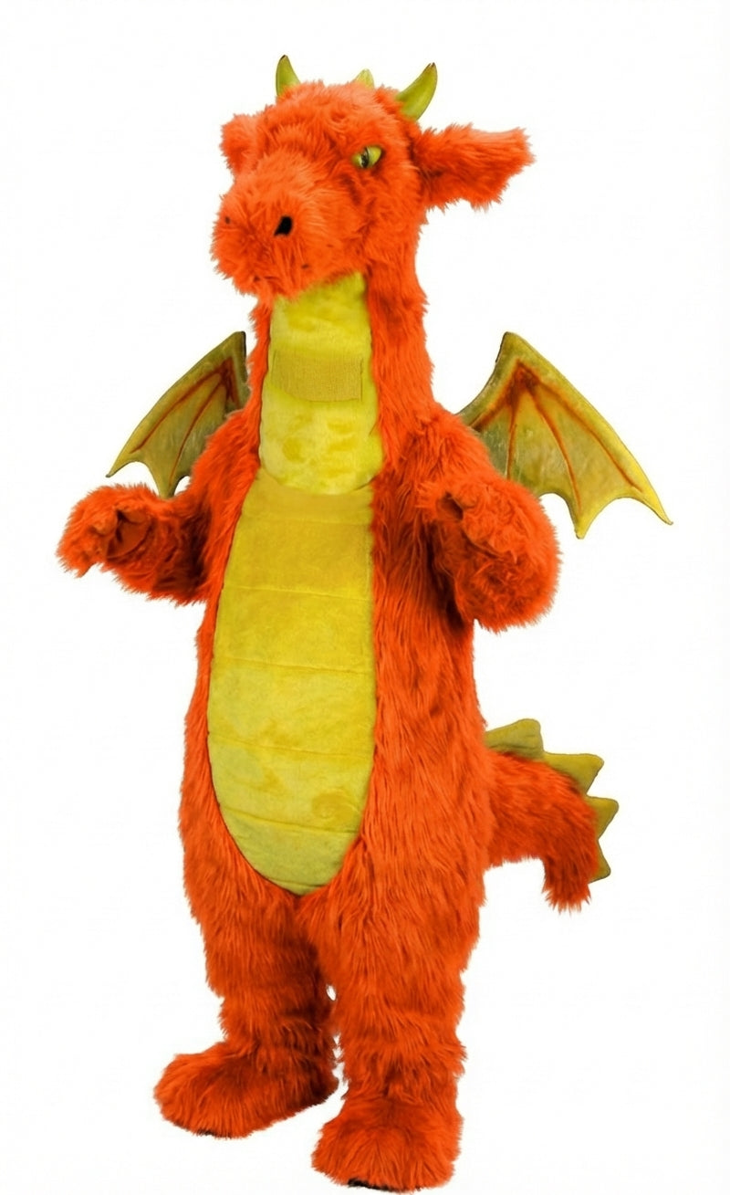 Fantasy Dragon Mascot Costume (Thermolite) - Long fur / Bright Orange mascot costume