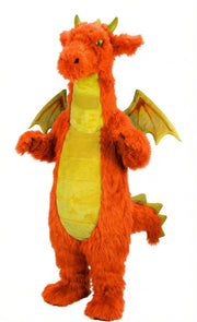 Fantasy Dragon Mascot Costume (Thermolite) - Long fur / Bright Orange mascot costume