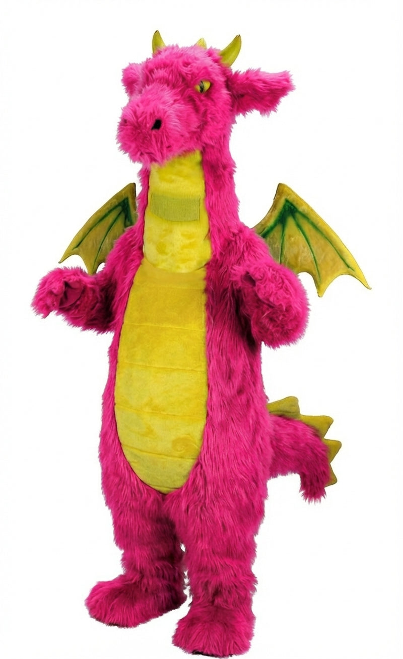 Fantasy Dragon Mascot Costume (Thermolite) - Long fur / Bright Pink mascot costume