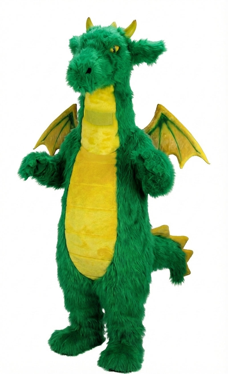 Fantasy Dragon Mascot Costume (Thermolite) - Long fur / Green mascot costume