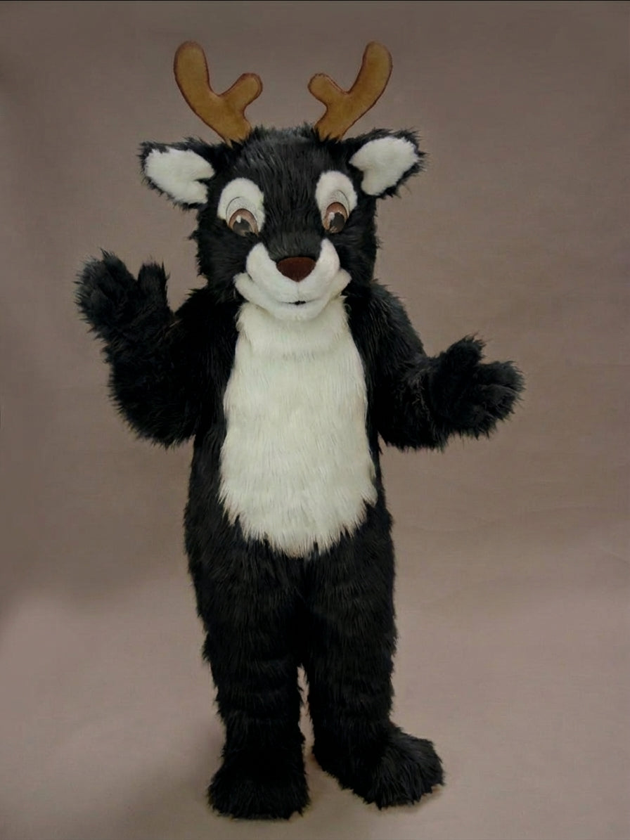 Fawn Baby Deer Mascot - Long fur / Black mascot costume