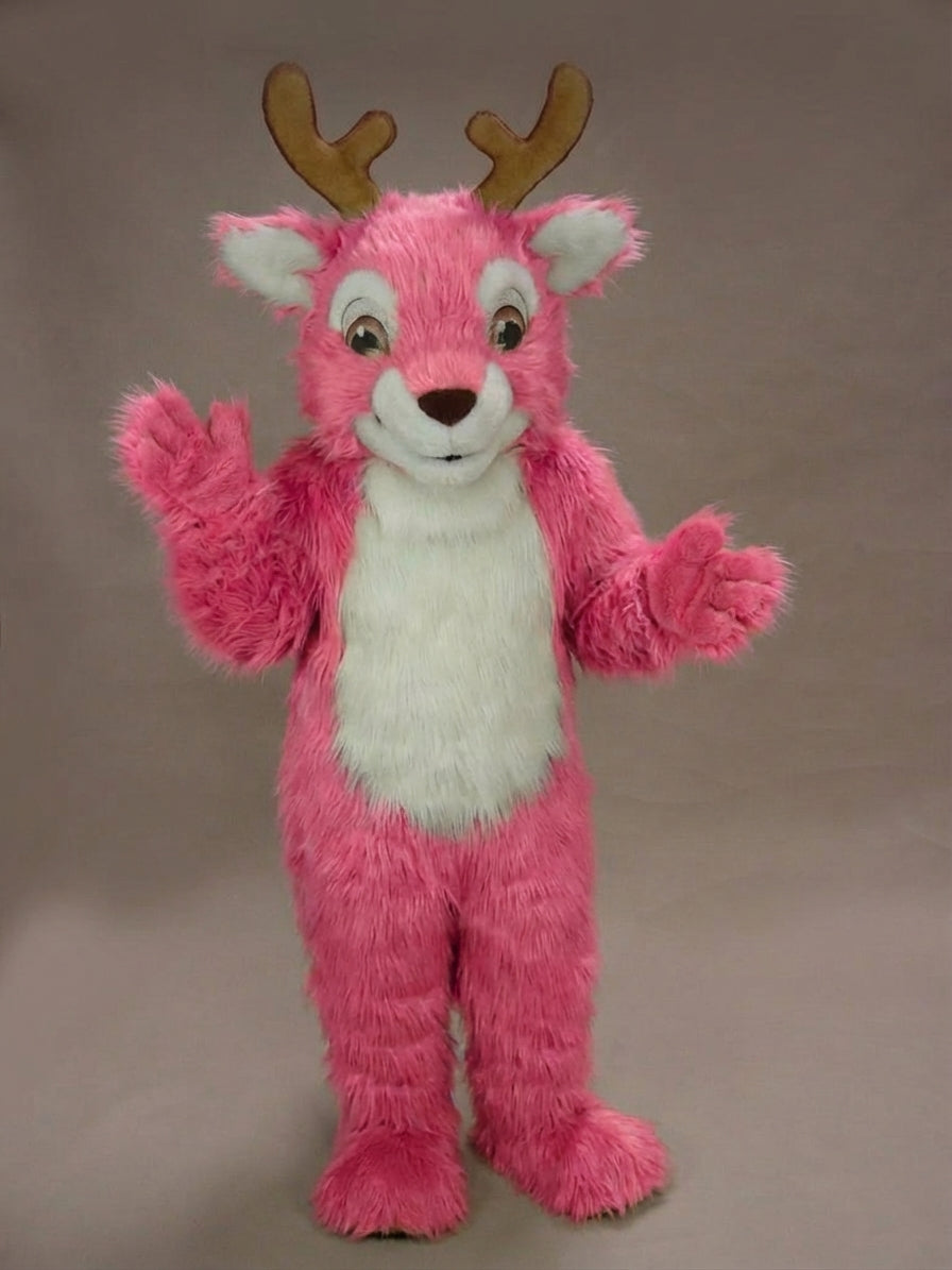 Fawn Baby Deer Mascot - Long fur / Bright Pink mascot costume