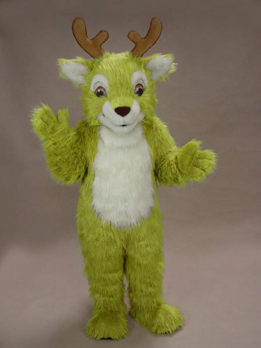 Fawn Baby Deer Mascot - Long fur / Lime mascot costume