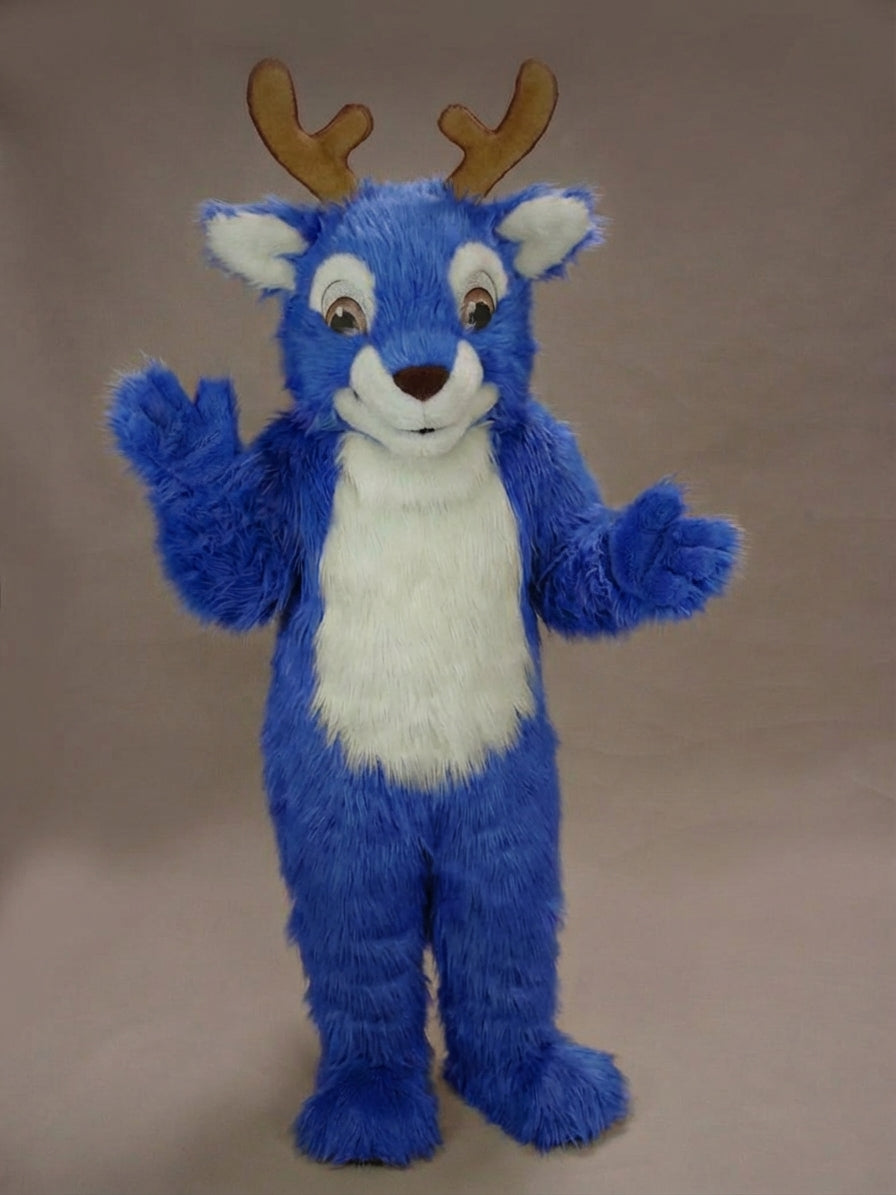 Fawn Baby Deer Mascot - Long fur / Royal Blue mascot costume