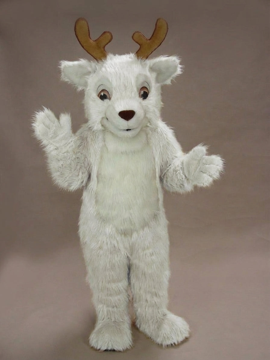 Fawn Baby Deer Mascot - Long fur / White mascot costume
