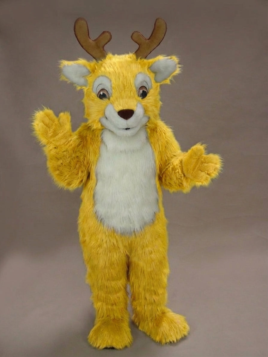 Fawn Baby Deer Mascot - Long fur / Yellow mascot costume