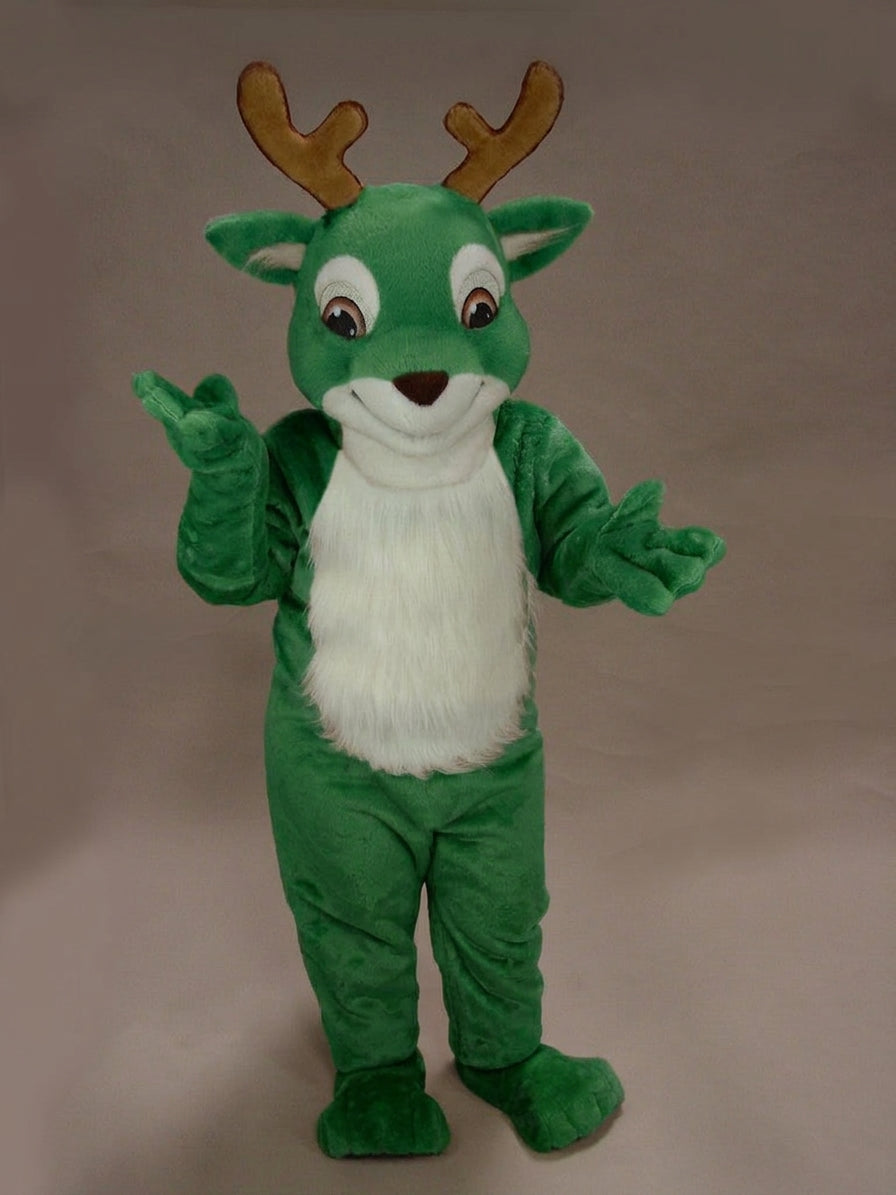 Fawn Baby Deer Mascot - Short fur / Green mascot costume