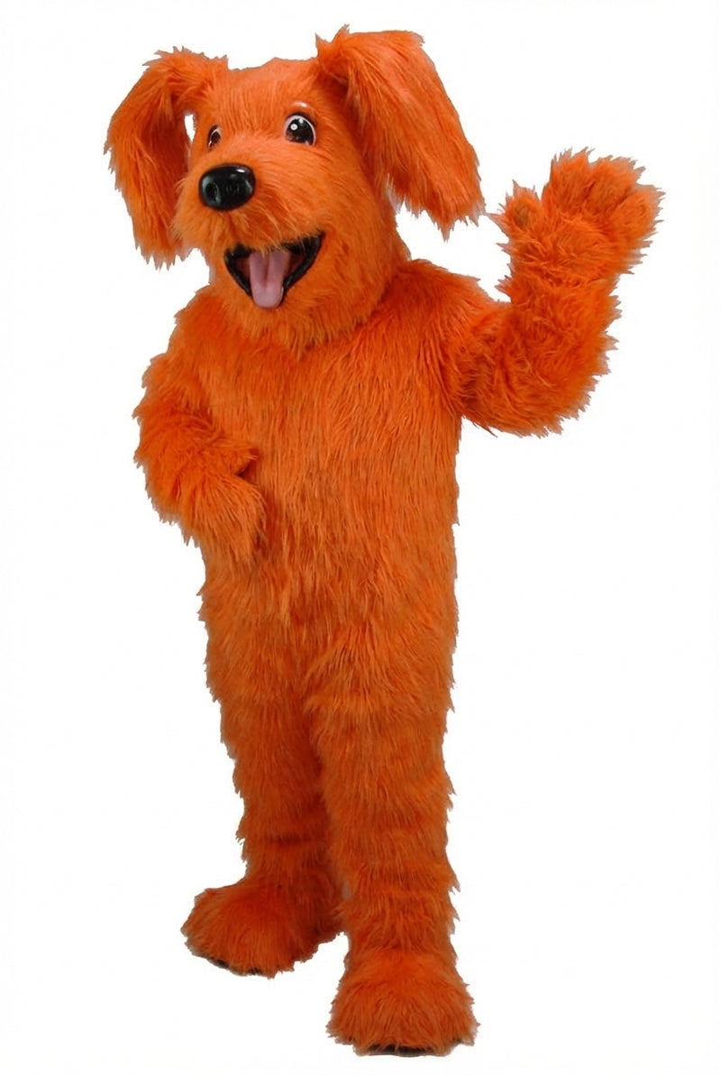Fido Dog Mascot - Long fur / Bright Orange mascot costume