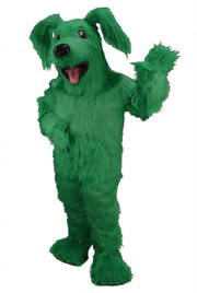Fido Dog Mascot - Long fur / Green mascot costume