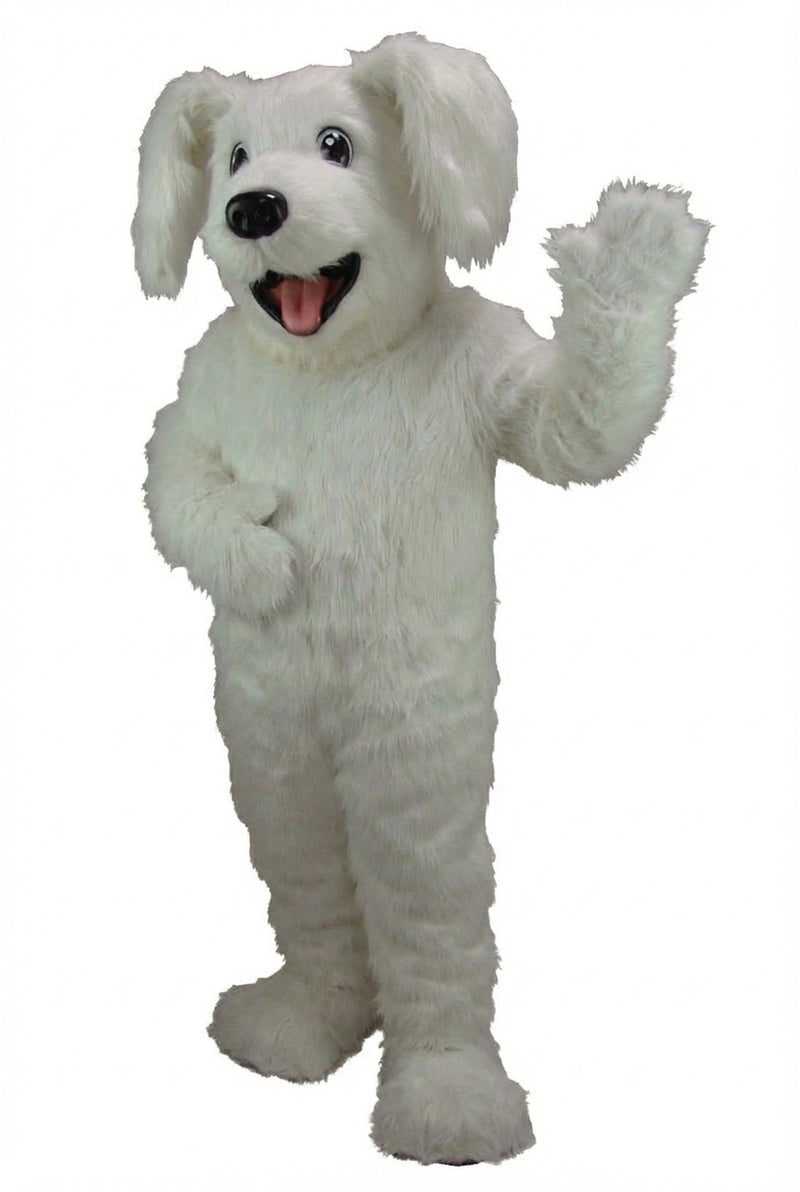 Fido Dog Mascot - Long fur / White mascot costume