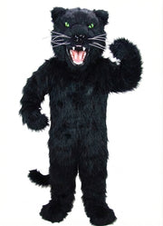 Fierce Black Panther Mascot - Long fur / Black mascot costume