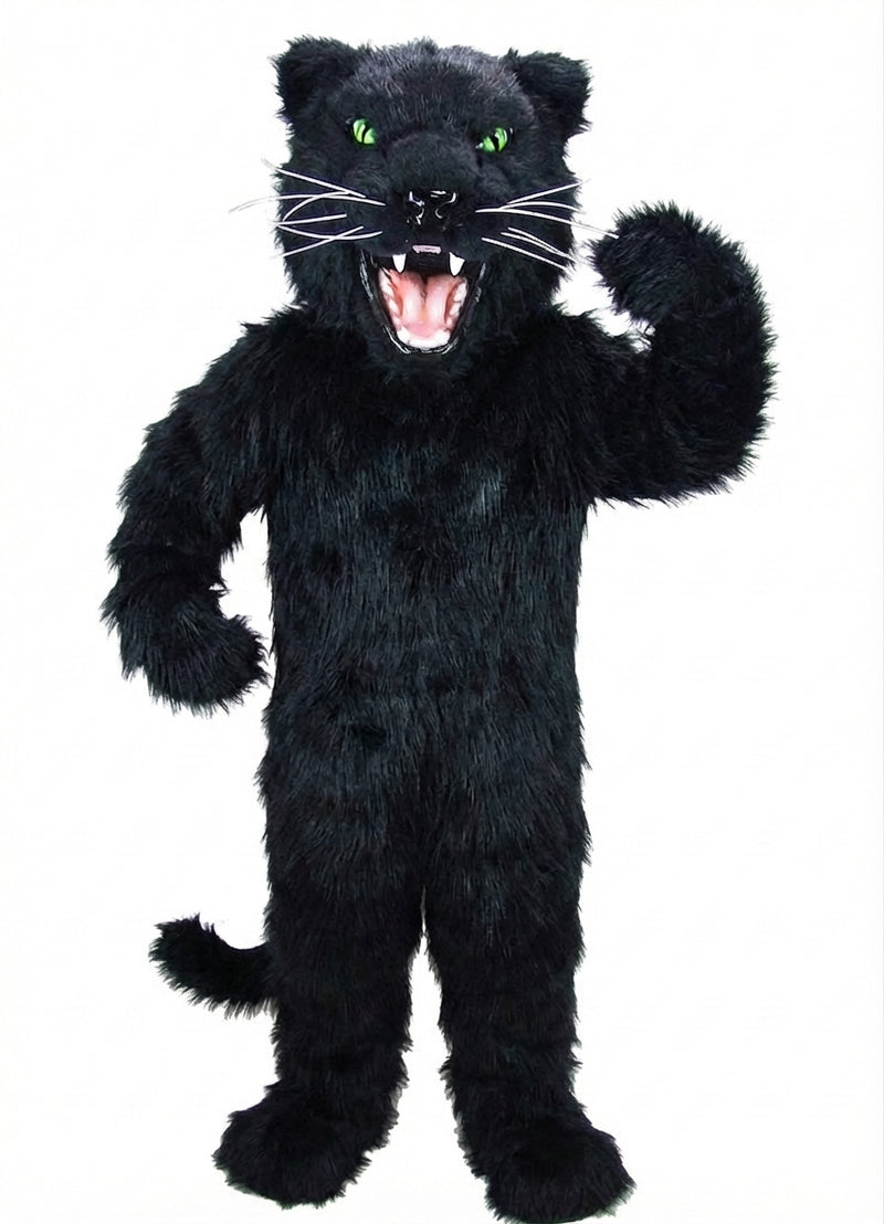 Fierce Black Panther Mascot - Long fur / Black mascot costume
