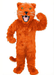Fierce Black Panther Mascot - Long fur / Bright Orange mascot costume