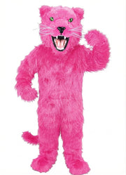 Fierce Black Panther Mascot - Long fur / Bright Pink mascot costume