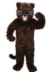 Fierce Black Panther Mascot - Long fur / Dark Brown mascot costume