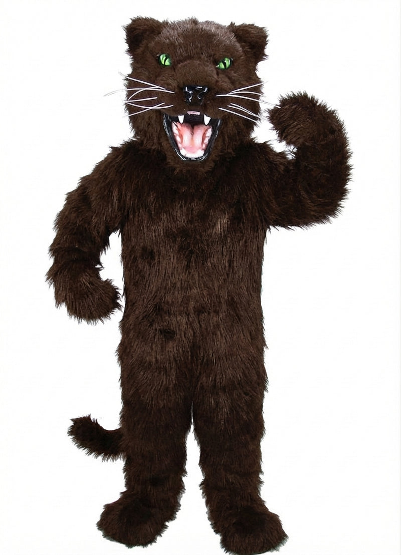 Fierce Black Panther Mascot - Long fur / Dark Brown mascot costume