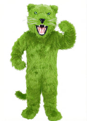 Fierce Black Panther Mascot - Long fur / Lime mascot costume