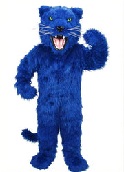 Fierce Black Panther Mascot - Long fur / Royal Blue mascot costume