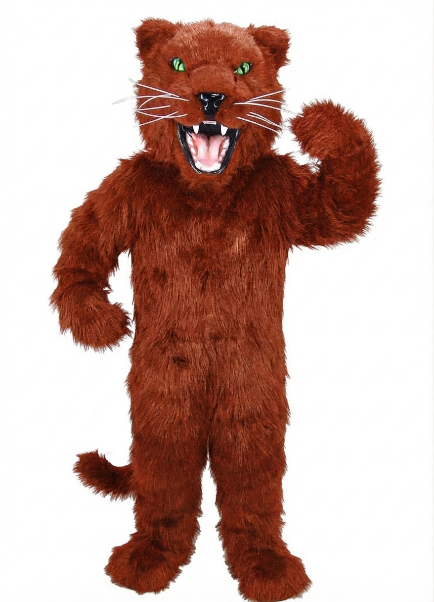 Fierce Black Panther Mascot - Long fur / Rust mascot costume